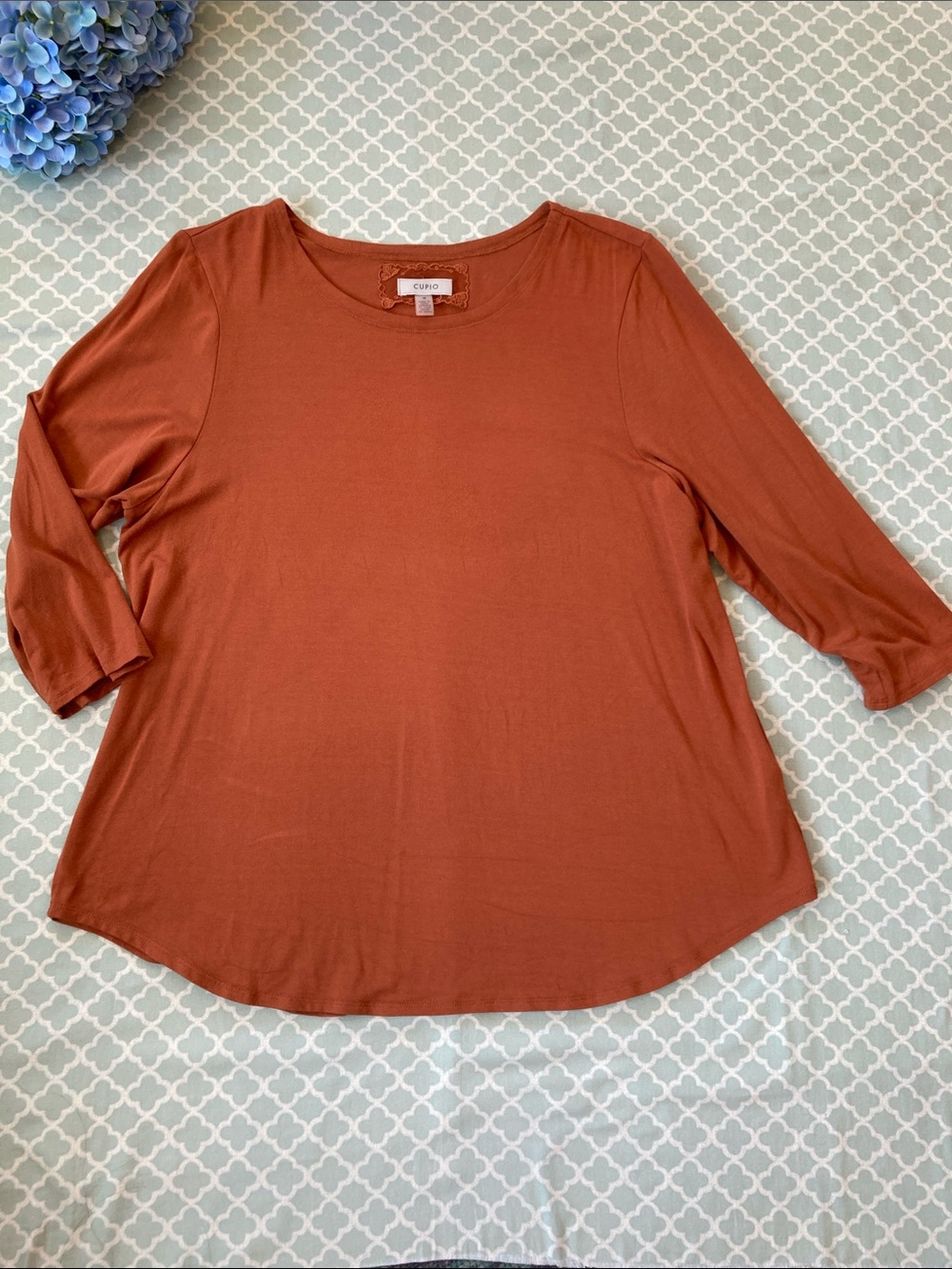 Cupio Rust Burnt Orange 3/4 Sleeve Blouse 1X